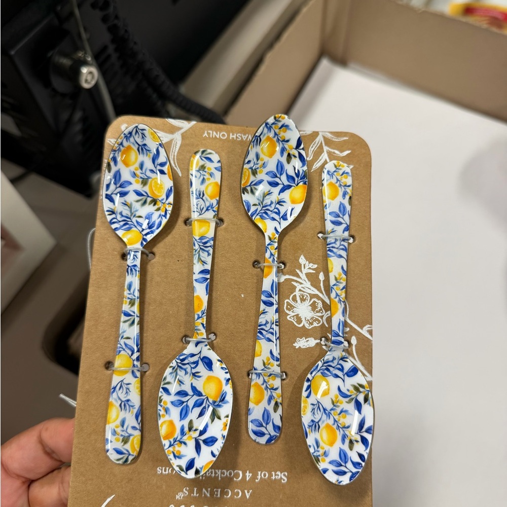 Floral Lemon Print Spoon Set